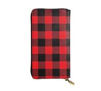 Lhbwcvn Portefeuille Buffalo Check pour homme et femme - Portefeuille en cuir avec blocage RFID - Grande capacité - Porte-cartes de crédit - Étui pour argent avec fermeture éclair - Support de
