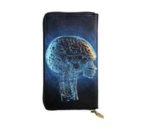 Lhbwcvn Portefeuille cerveau à intelligence artificielle pour homme et femme - Portefeuille en cuir avec blocage RFID - Grande capacité - Porte-cartes de crédit - Porte-monnaie avec fermeture éclair -