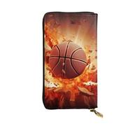 Lhbwcvn Portefeuille de basket-ball pour homme et femme - Portefeuille en cuir avec blocage RFID - Grande capacité - Porte-cartes de crédit - Étui pour argent avec fermeture éclair - Support de