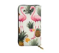 Lhbwcvn Portefeuille flamants roses et ananas pour homme et femme - Portefeuille en cuir avec blocage RFID - Grande capacité - Porte-cartes de crédit - Porte-monnaie avec fermeture éclair - Support de