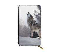 Lhbwcvn Portefeuille Howling Wolf pour homme et femme - Portefeuille en cuir avec blocage RFID - Grande capacité - Porte-cartes de crédit - Porte-monnaie avec fermeture éclair - Support de téléphone -