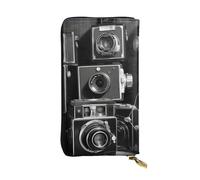 Lhbwcvn Portefeuille rétro cool pour homme et femme - Portefeuille en cuir avec blocage RFID - Grande capacité - Porte-cartes de crédit - Étui pour argent avec fermeture éclair - Support de téléphone