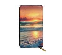 Lhbwcvn Portefeuille Sunset Seaside pour homme et femme - Portefeuille en cuir avec blocage RFID - Grande capacité - Porte-cartes de crédit - Étui pour argent avec fermeture éclair - Support de