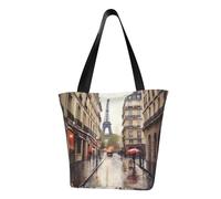 LHBWCVN Rainy Street in Paris Sac fourre-tout pour femme avec poignée sur le dessus, grand sac à main décontracté, sac de courses esthétique, réutilisable, sac d'épicerie, sac de travail, sac de