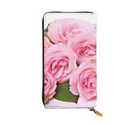 Lhbwcvn Red Fresh Roses Portefeuille en cuir pour homme et femme avec blocage RFID Portefeuille de grande capacité Porte-cartes de crédit Porte-monnaie avec fermeture éclair Support de téléphone Long