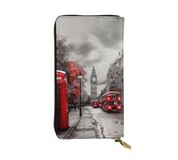 Lhbwcvn Red London Street - Portefeuille en cuir pour homme et femme - Portefeuille en cuir avec blocage RFID - Grande capacité - Porte-cartes de crédit - Étui à monnaie avec fermeture éclair pour