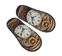 LHBWCVN Rusty Steampunk Chaussons d'intérieur et d'extérieur en mousse à mémoire de forme pour homme et femme, Noir/blanc, Large Women/Large Men