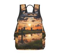 LHBWCVN Sac à dos de voyage avec belle vue sur les Pays-Bas pour ordinateur portable, sac à dos léger pour ordinateur portable, cadeau pour femme et homme, sac à dos de randonnée, noir, taille unique