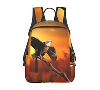 LHBWCVN Sac à dos de voyage léger avec aigle chauve et coucher de soleil doré pour ordinateur portable, cadeau pour homme et femme, sac à dos de randonnée