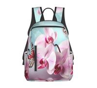 LHBWCVN Sac à dos de voyage léger pour ordinateur portable - Motif orchidée et papillon - Cadeau idéal pour femme et homme
