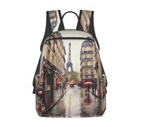 LHBWCVN Sac à dos de voyage léger pour ordinateur portable - Motif rue pluvieuse à Paris - Cadeau pour femme et homme - Sac à dos de randonnée