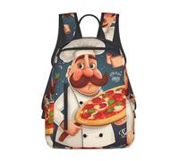 LHBWCVN Sac à dos de voyage pour ordinateur portable Chef Pizza Sac à dos léger pour ordinateur portable Cadeau pour homme et femme Sac à dos de randonnée Noir Taille unique Sacs à dos de voyage