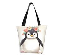 LHBWCVN Sac fourre-tout à motif de pingouin portant des fleurs pour femme, sac à main avec poignée sur le dessus, grand sac à main, sac à main décontracté, sac de courses esthétique, sac d'épicerie