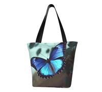 LHBWCVN Sac fourre-tout à motif papillon bleu pour femme avec poignée sur le dessus, grand sac besace à bandoulière, sac à main décontracté, sac de courses esthétique, sac d'épicerie, sac de travail