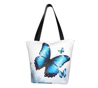 LHBWCVN Sac fourre-tout à motif papillon bleu pour femme avec poignée sur le dessus, grand sac besace à bandoulière, sac à main décontracté, sac de courses esthétique, sac d'épicerie, sac de travail