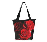 LHBWCVN Sac fourre-tout à motif roses rouges pour femme avec poignée sur le dessus, grand sac besace à bandoulière, sac à main décontracté, sac de courses esthétique, sac d'épicerie, sac de travail