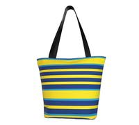 LHBWCVN Sac fourre-tout à rayures jaunes et bleues pour femme avec poignée sur le dessus, grand sac besace à bandoulière, sac à main décontracté, sac de courses esthétique, sac d'épicerie, sac de