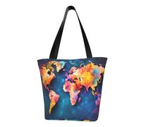 LHBWCVN Sac fourre-tout abstrait avec motif carte du monde pour femme, sac à main avec poignée sur le dessus, grand sac à main, sac à main décontracté, sac de courses esthétique, sac d'épicerie, sac