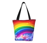 LHBWCVN Sac fourre-tout arc-en-ciel pour femme avec poignée sur le dessus, grand sac besace décontracté, sac à main esthétique, sac de courses réutilisable, sac d'épicerie, sac de travail, sac de