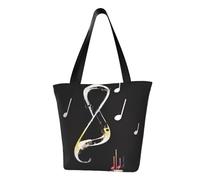 LHBWCVN Sac fourre-tout avec motif notes de musique pour femme, sac à main avec poignée sur le dessus, grand sac à bandoulière, sac à main décontracté, sac de courses esthétique, sac d'épicerie, sac