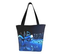 LHBWCVN Sac fourre-tout bleu musique pour femme avec poignée sur le dessus, grand sac besace à bandoulière, sac à main décontracté, sac de courses esthétique, sac d'épicerie, sac de travail, sac de