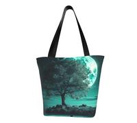 LHBWCVN Sac fourre-tout bleu sarcelle au clair de lune pour femme avec poignée sur le dessus, grand sac besace à bandoulière, sac à main décontracté, sac de courses esthétique, sac d'épicerie, sac de