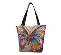 LHBWCVN Sac fourre-tout brodé à motif de papillon coloré pour femme, sac à main avec poignée sur le dessus, grand sac besace à bandoulière, sac à main décontracté, sac de courses esthétique, sac