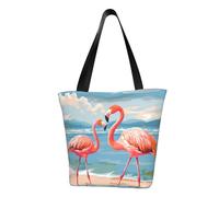 LHBWCVN Sac fourre-tout de plage flamant rose pour femme avec poignée sur le dessus, grand sac besace à bandoulière, sac à main décontracté, sac de courses esthétique, sac d'épicerie, sac de travail