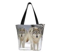 LHBWCVN Sac fourre-tout deux loups marchant dans la neige pour femme avec poignée sur le dessus, grand sac besace décontracté, sac à main esthétique, sac d'épicerie, sac de travail, sac de voyage, sac