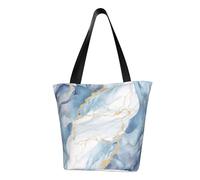 LHBWCVN Sac fourre-tout en marbre blanc et bleu pour femme avec poignée sur le dessus, grand sac besace à bandoulière, sac à main décontracté, sac de courses esthétique, sac d'épicerie, sac de travail