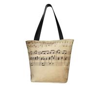 LHBWCVN Sac fourre-tout en papier avec motif notes de musique sur le vieux sac à main pour femme, sac à main décontracté, sac de courses esthétique, sac d'épicerie, sac de travail, sac de voyage, sac