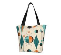 LHBWCVN Sac fourre-tout géométrique du milieu du siècle pour femme avec poignée sur le dessus, grand sac besace à bandoulière, sac à main décontracté, sac de courses esthétique, sac d'épicerie, sac de