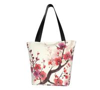 LHBWCVN Sac fourre-tout japonais à motif floral prune pour femme avec poignée sur le dessus, grand sac besace à bandoulière, sac à main décontracté, sac de courses esthétique, sac d'épicerie, sac de