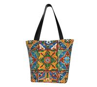 LHBWCVN Sac fourre-tout mexicain en céramique pour femme avec poignée sur le dessus, grand sac besace à bandoulière, sac à main décontracté, sac de courses esthétique, sac d'épicerie, sac de travail