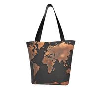 LHBWCVN Sac fourre-tout motif carte du monde rouille pour femme avec poignée sur le dessus, grand sac besace à bandoulière, sac à main décontracté, sac de courses esthétique, sac d'épicerie, sac de