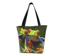 LHBWCVN Sac fourre-tout motif grenouille aux yeux rouges pour femme, sac à main avec poignée sur le dessus, grand sac besace décontracté, sac de courses esthétique, sac d'épicerie, sac de travail, sac