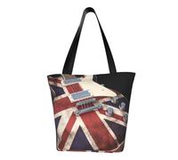 LHBWCVN Sac fourre-tout motif guitare drapeau britannique pour femme, sac à main avec poignée sur le dessus, grand sac besace décontracté, sac de courses esthétique, sac d'épicerie, sac de travail