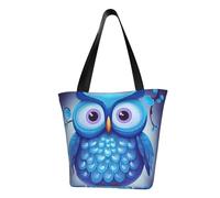 LHBWCVN Sac fourre-tout motif hibou bleu pour femme avec poignée sur le dessus, grand sac besace à bandoulière, sac à main décontracté, sac de courses esthétique, sac d'épicerie, sac de travail, sac