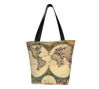 LHBWCVN Sac fourre-tout rétro motif carte du monde pour femme, sac à main avec poignée sur le dessus, grand sac besace décontracté, sac de courses esthétique, sac d'épicerie, sac de travail, sac de