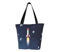 LHBWCVN Sac fourre-tout Rocket in Space pour femme avec poignée sur le dessus, grand sac besace à bandoulière, sac à main décontracté, sac de courses esthétique, sac d'épicerie, sac de travail, sac de