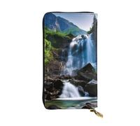 Lhbwcvn Scenic Mountain - Portefeuille cascade pour homme et femme - Portefeuille en cuir avec blocage RFID - Grande capacité - Porte-cartes de crédit - Porte-monnaie avec fermeture éclair -