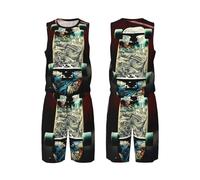 LHBWCVN Skate Boards Maillot de basket-ball pour homme 2 pièces avec gilet de basket-ball et short de sport
