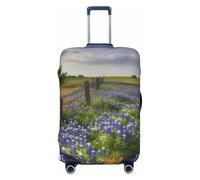 LHBWCVN Texas Bluebonnets Housse de bagage pour valise, approuvée TSA, lavable pour valise de 45,7 à 81,3 cm, anti-rayures, Noir , L