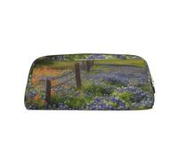 LHBWCVN Texas Bluebonnets Trousse à crayons de grande capacité en cuir pour homme et femme - Trousse de toilette de voyage avec fermeture éclair - Grande ouverture