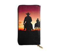 Lhbwcvn Texas Cowboy Portefeuille en cuir pour homme et femme avec blocage RFID, grande capacité, porte-cartes de crédit, porte-monnaie avec fermeture éclair, support de téléphone, sac à main de