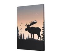 LHBWCVN Toile murale décorative moderne à suspendre - Motif élan et pin - 30,5 x 45,7 cm