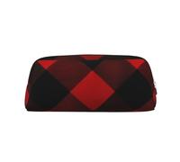 LHBWCVN Trousse à crayons à carreaux rouge et noir de grande capacité - Trousse à crayons esthétique en cuir pour homme et femme - Trousse de toilette de voyage avec fermeture éclair - Grande