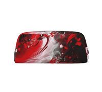 LHBWCVN Trousse à crayons abstrait rouge, noir, blanc, grande capacité, esthétique, trousse de maquillage en cuir pour homme et femme, trousse de toilette de voyage avec fermeture éclair, grande