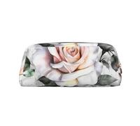 LHBWCVN Trousse à crayons blanche de grande capacité en cuir pour homme et femme, trousse de toilette de voyage avec fermeture éclair, grande ouverture, porte-monnaie, Or, One Size