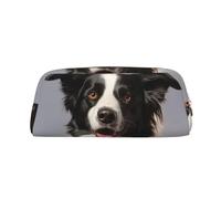 LHBWCVN Trousse à crayons Border Collie de grande capacité - Esthétique - Trousse de maquillage en cuir pour homme et femme - Trousse de toilette de voyage avec fermeture éclair - Grande ouverture, Or